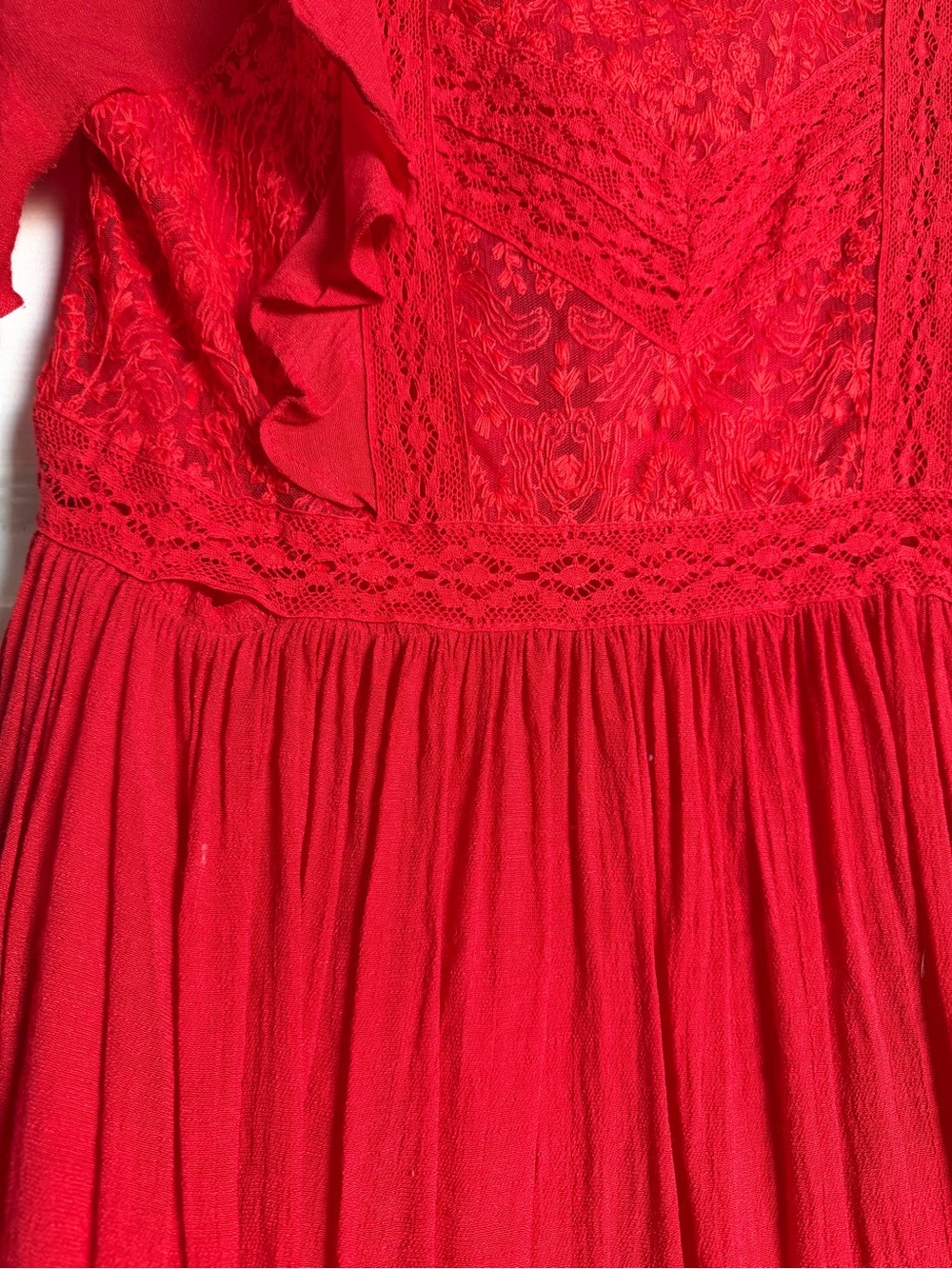 Red Lace Ruffle Dress - Picture 2 of 3